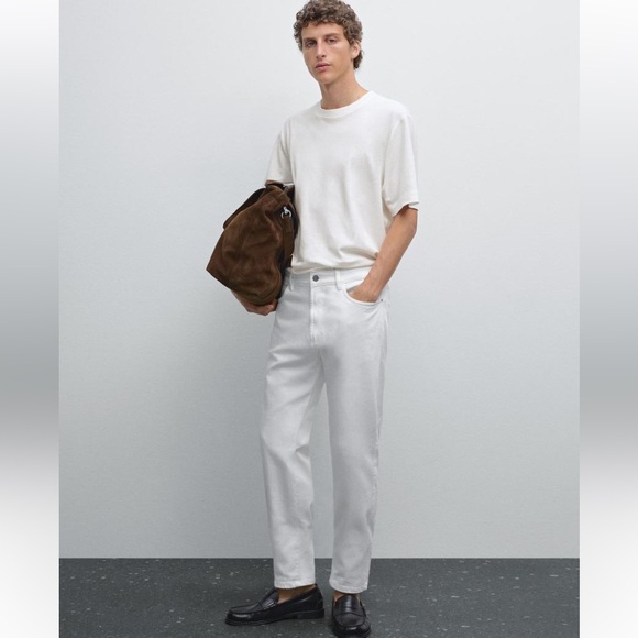 MASSIMO DUTTI Man Pants NEW Casual Fit Jean Style Trousers Linen White Size 30L - Picture 1 of 10